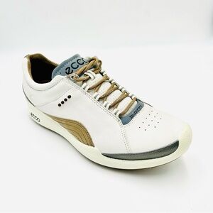 Ecco Biom Hydromax Yak Leather Golf Shoes White Tan Waterproof women size EU 38